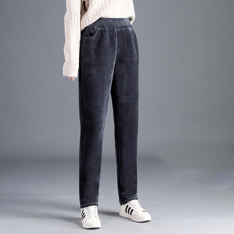 Women's corduroy wide leg harem pants front view