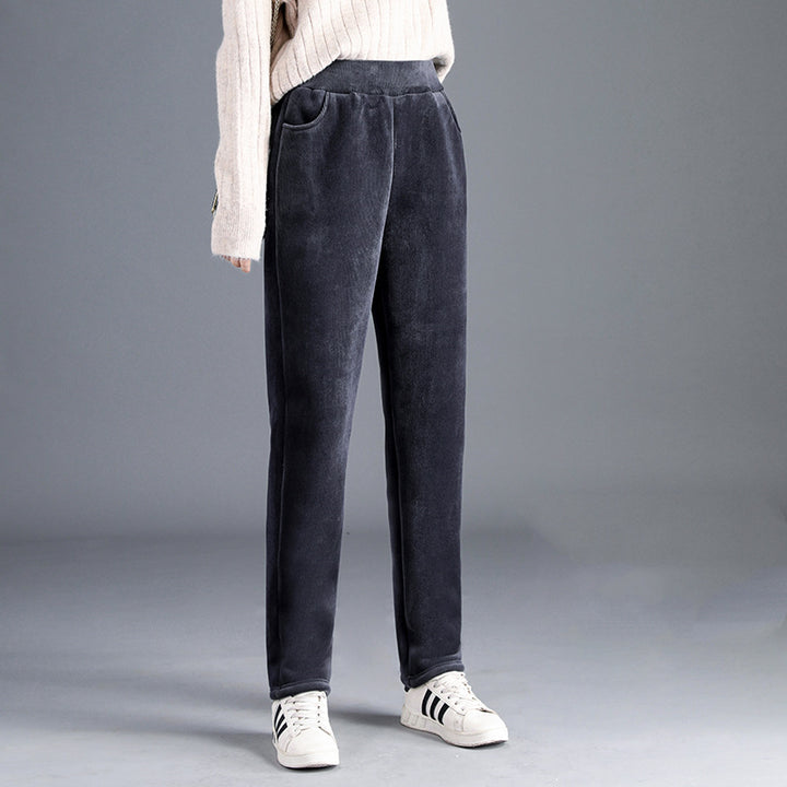 Women's corduroy wide leg harem pants front view