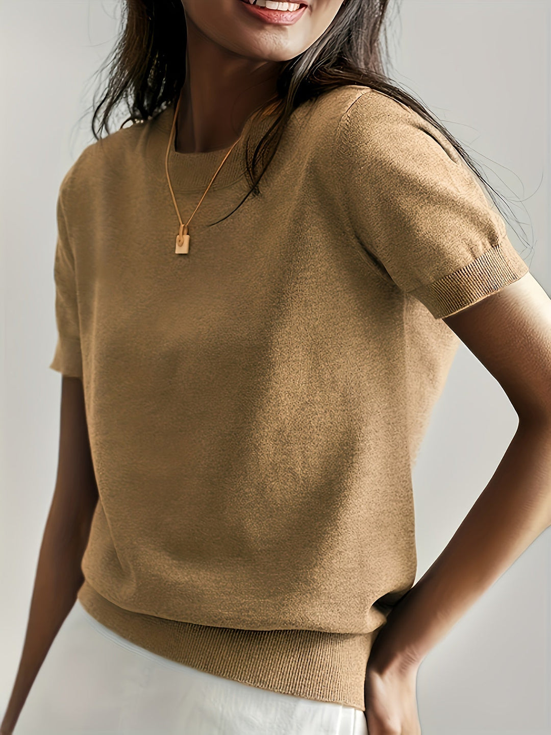 Avelina | Women's Ribbed Knit Short-Sleeve Top