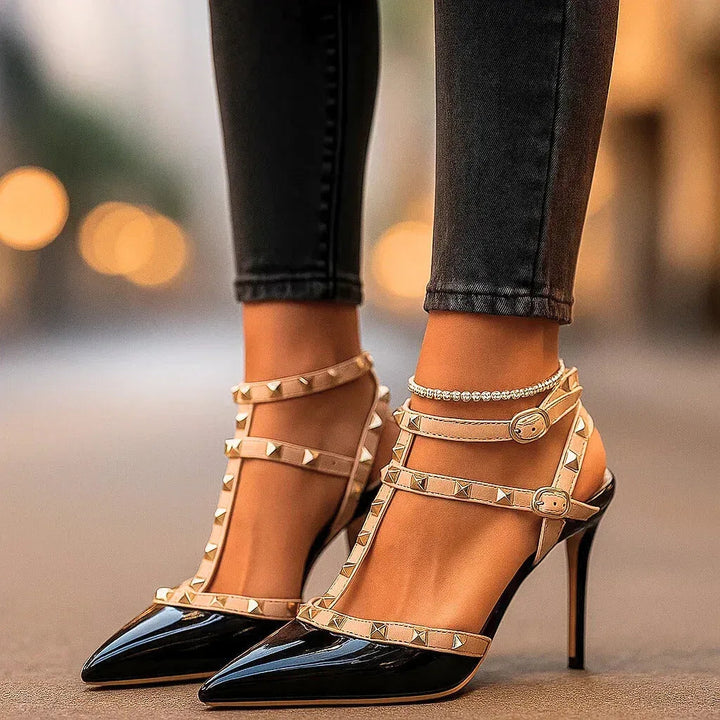 Jessamy | Women's Studded Pointed-Toe Stiletto Strappy Pumps