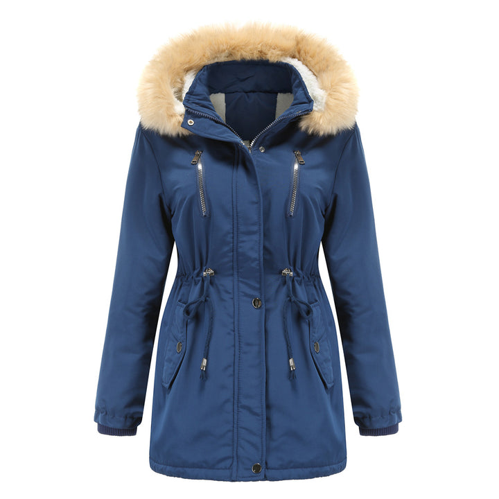 Women's long winter coat with detachable hood
