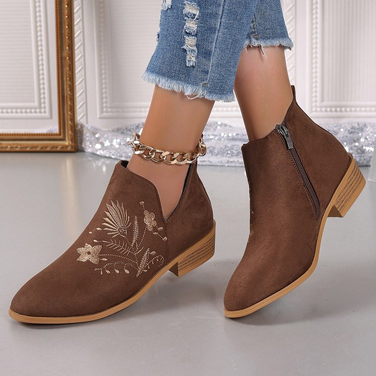 Pointed toe heeled ankle boots for women