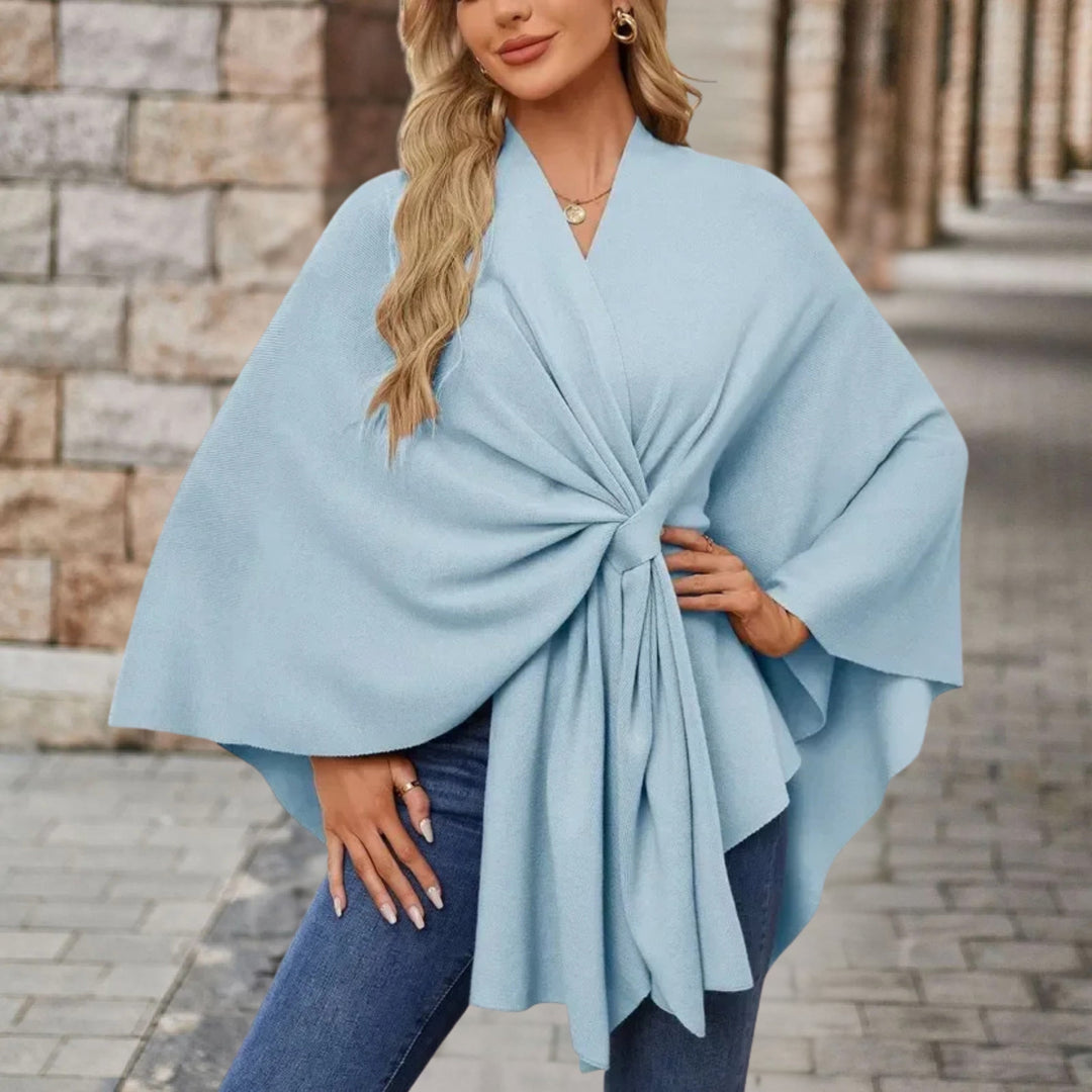 Sancha | Women's Batwing Belted Knit Draped Cape Coat