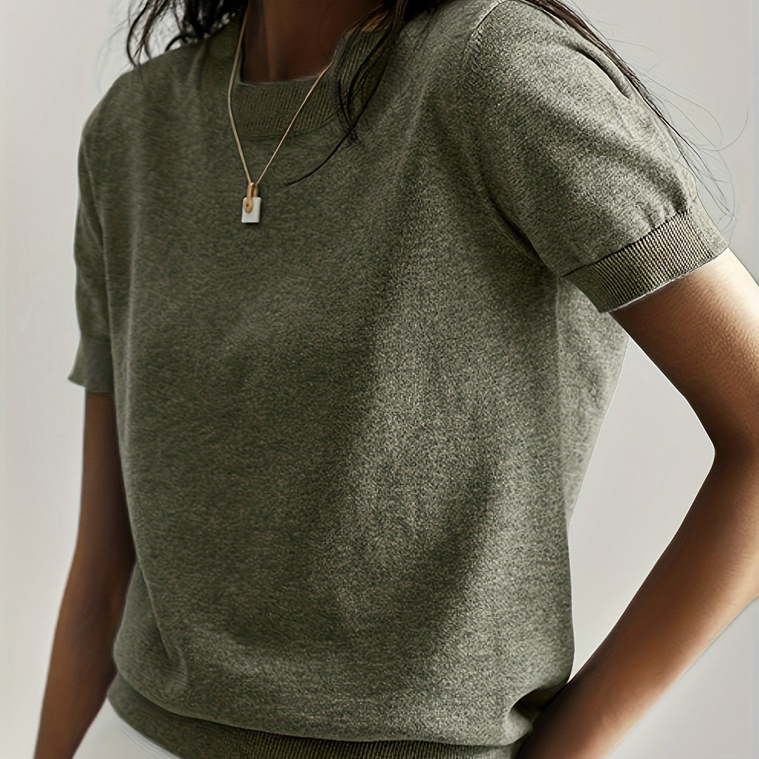 Avelina | Women's Ribbed Knit Short-Sleeve Top