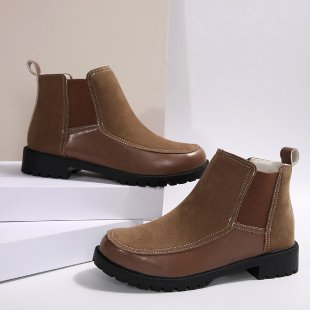Women's black platform ankle boots with short Martin-style shaft