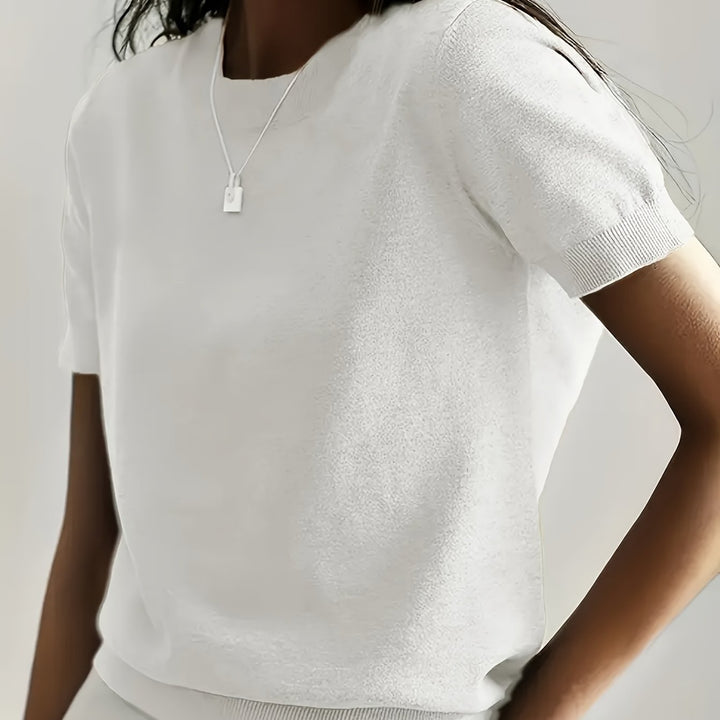 Avelina | Women's Ribbed Knit Short-Sleeve Top