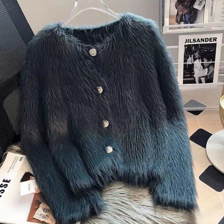 Women's knit cardigan coat with long sleeves