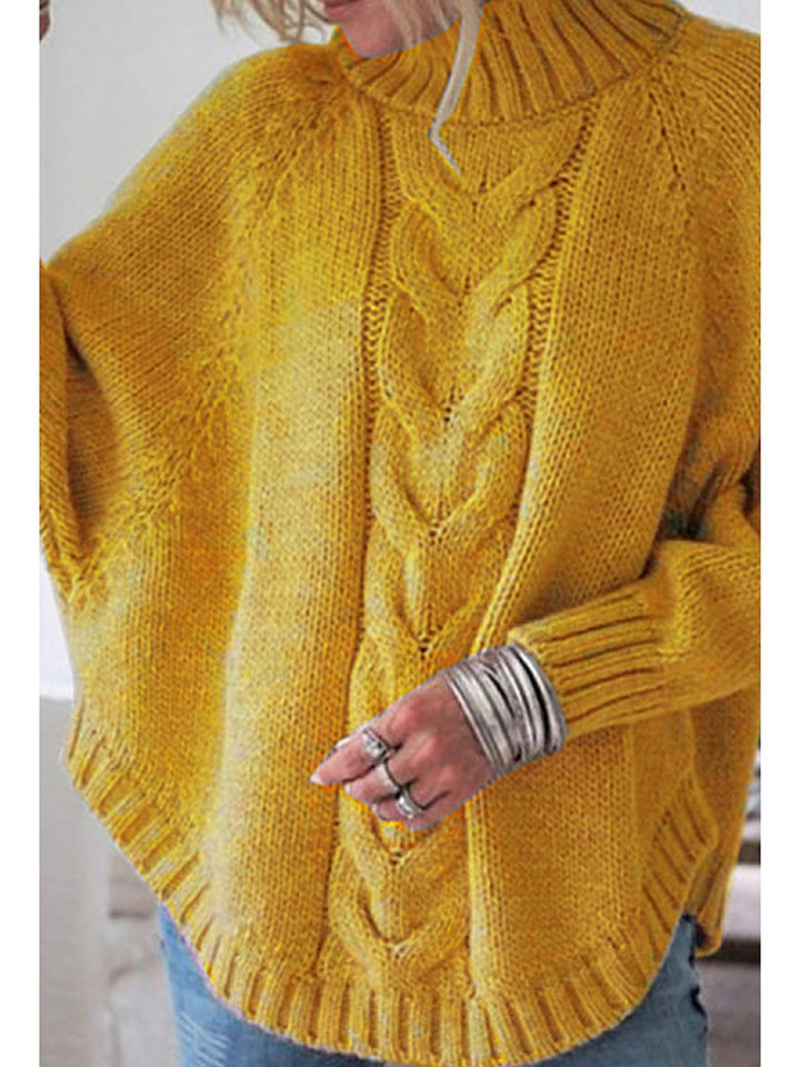 Women's loose high collar batwing sweater