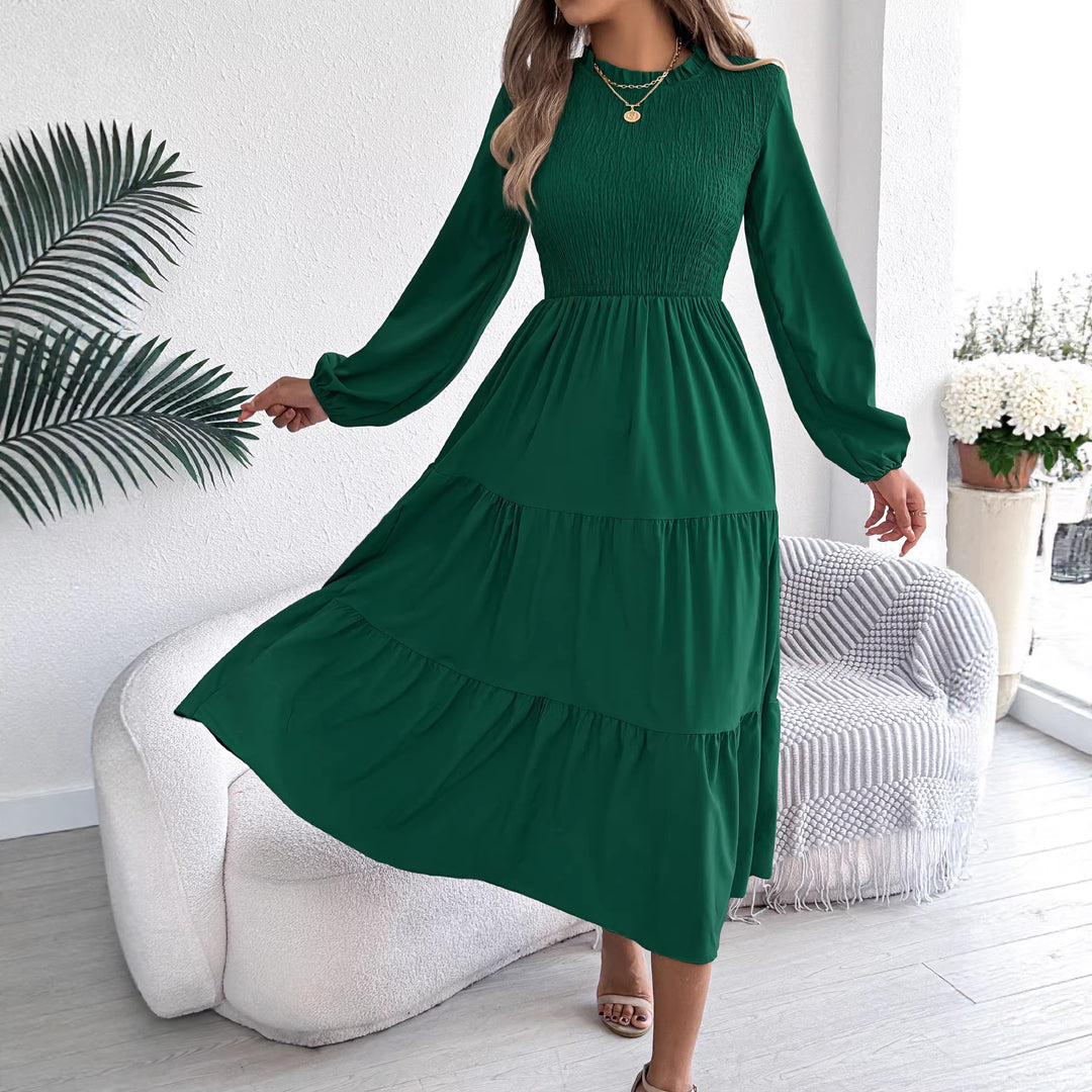 Long sleeve slim fit maxi dress with ruched detail