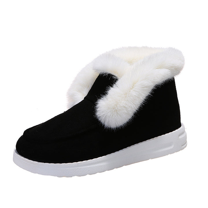 Women's black plush-lined winter ankle boots