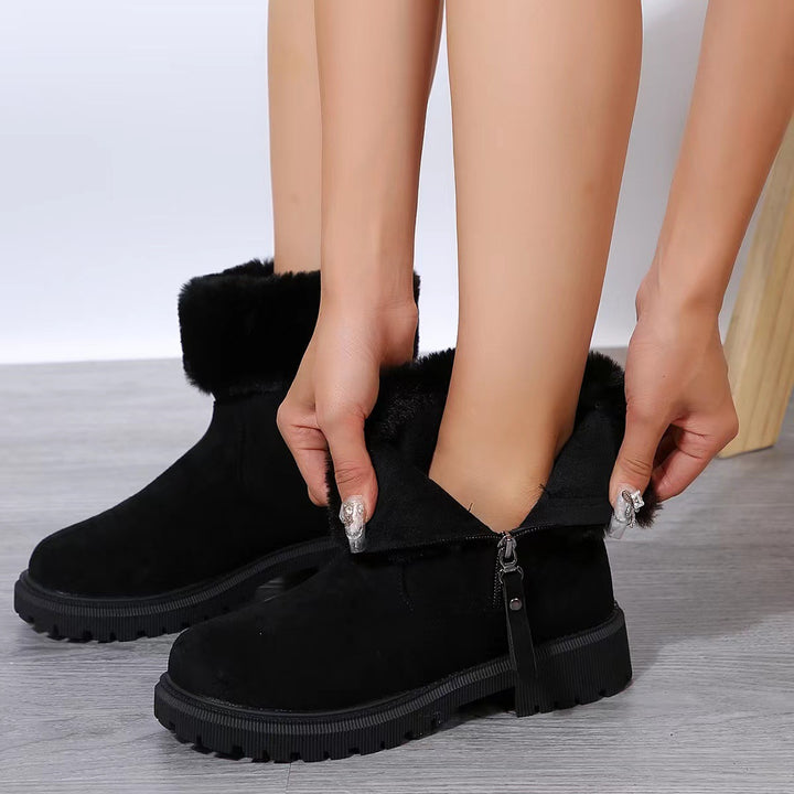 Women's plush lined winter snow boots with side zipper
