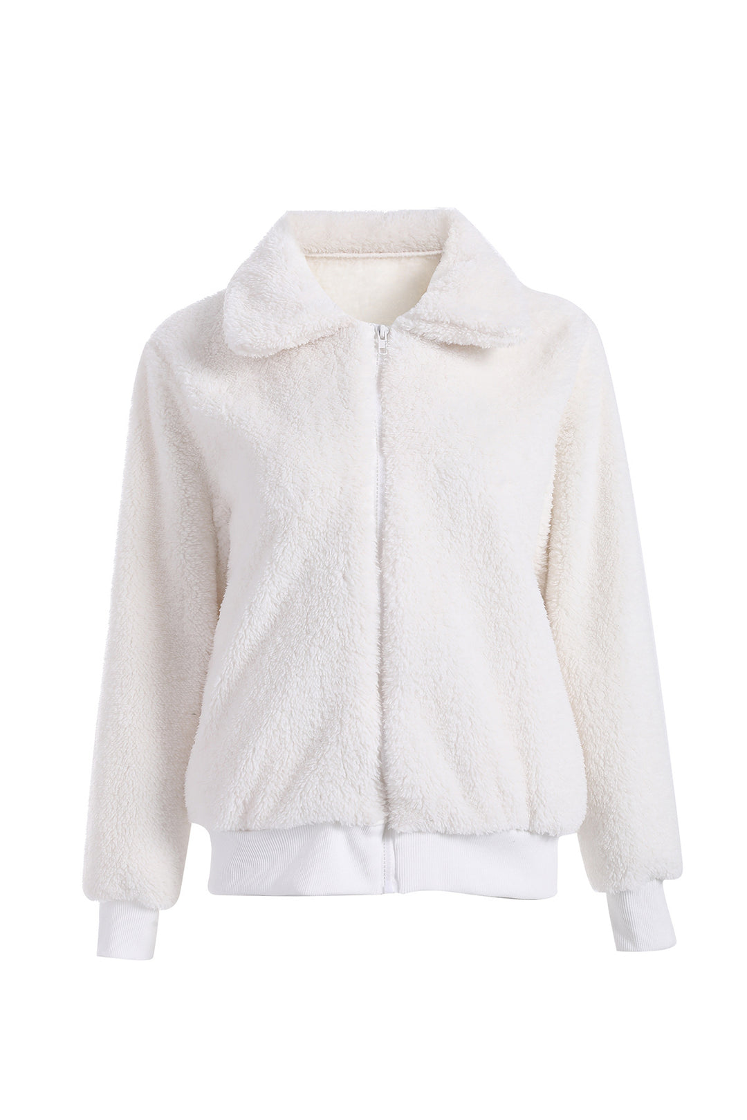 Women's lapel zip winter coat front view
