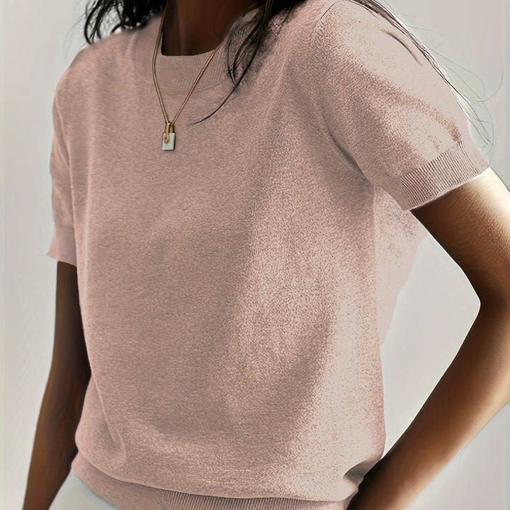 Avelina | Women's Ribbed Knit Short-Sleeve Top