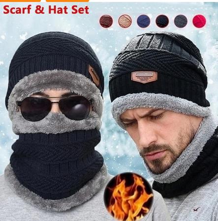 Women's knit beanie and scarf winter set