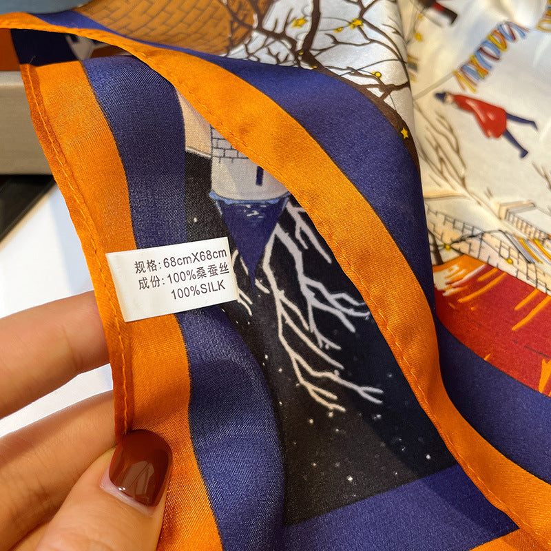 Printed square scarf with all-over pattern for women