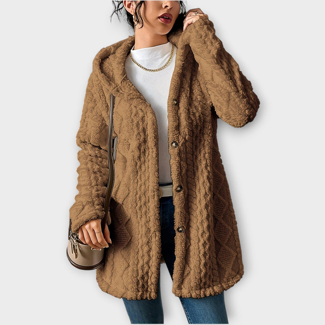 Women's textured winter hoodie jacket with attached hood