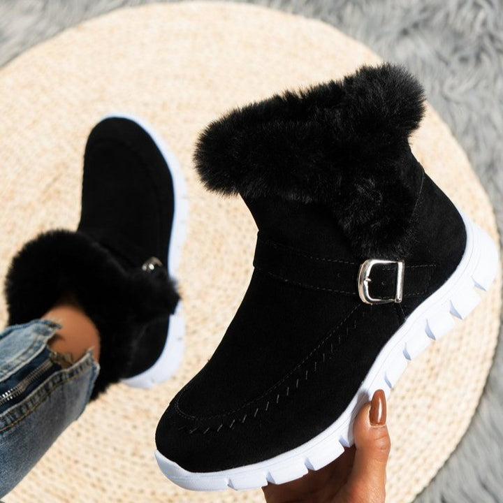 Women's plush lined flat winter ankle boots