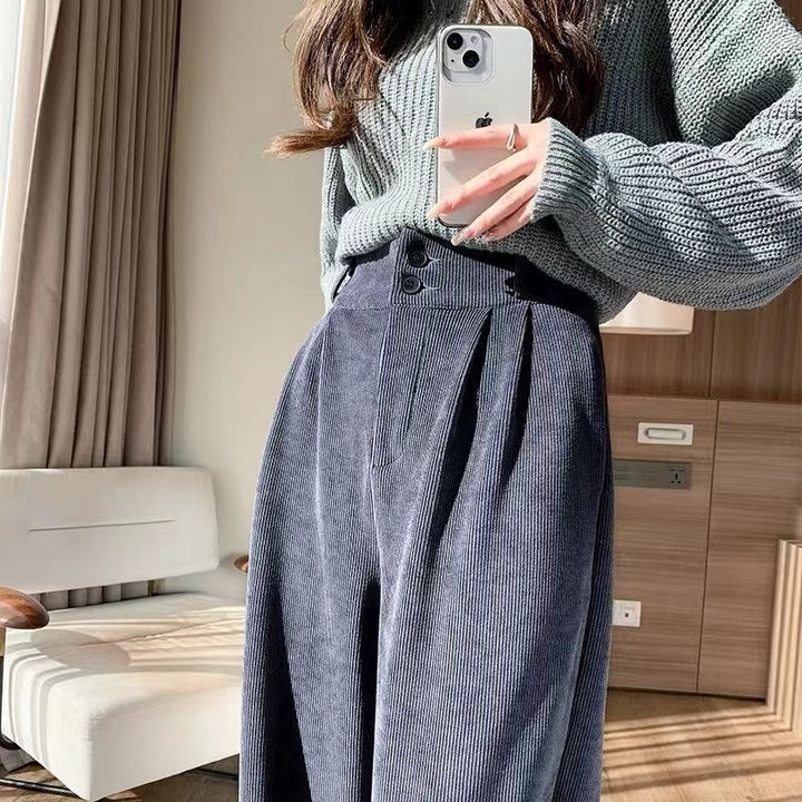 High Waist Wide Leg Pants with Elastic Waist