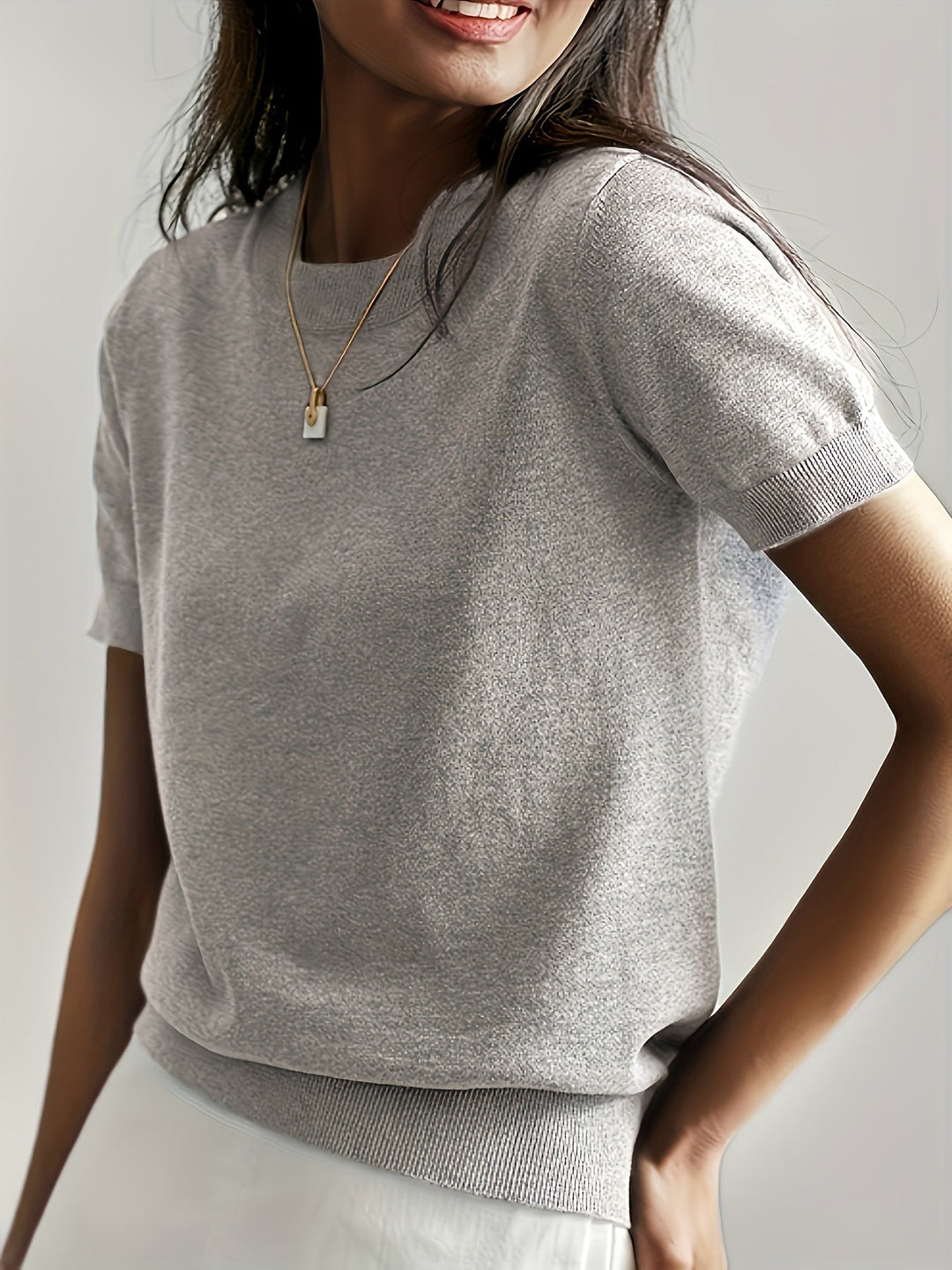 Avelina | Women's Ribbed Knit Short-Sleeve Top