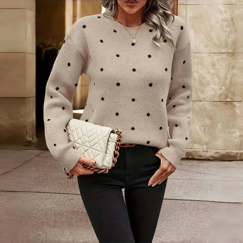 Rayna | Women's Polka Dot Crew Neck Knit Sweater