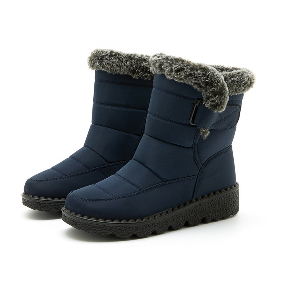 Women's plush lined winter ankle boots with platform sole