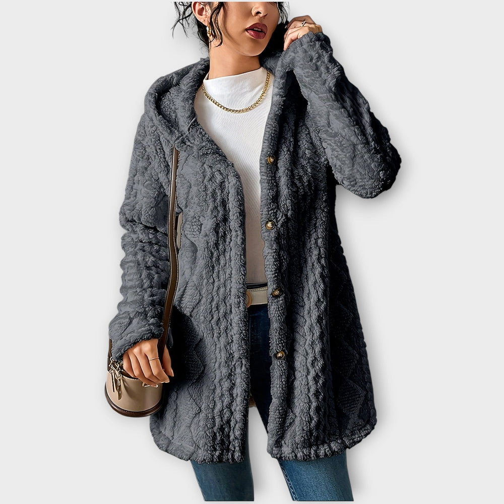 Women's textured winter hoodie jacket with attached hood
