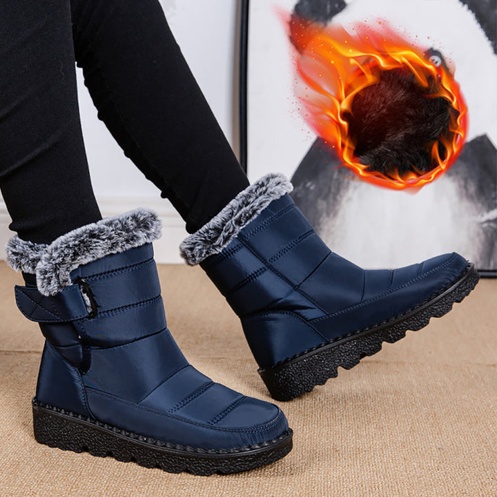 Women's plush lined winter ankle boots with platform sole