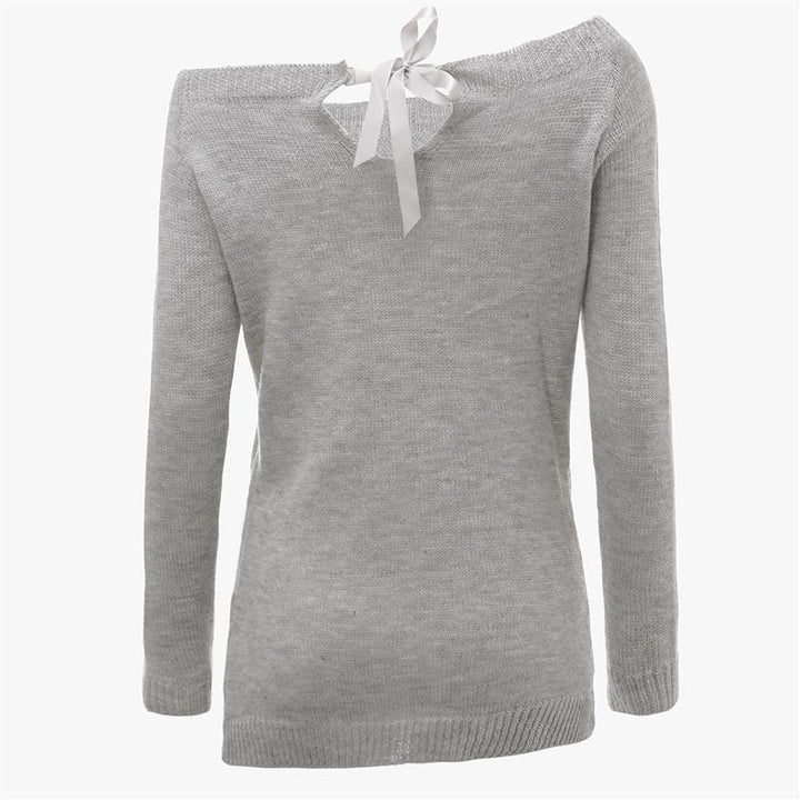 Women's knit pullover sweater in plain cotton