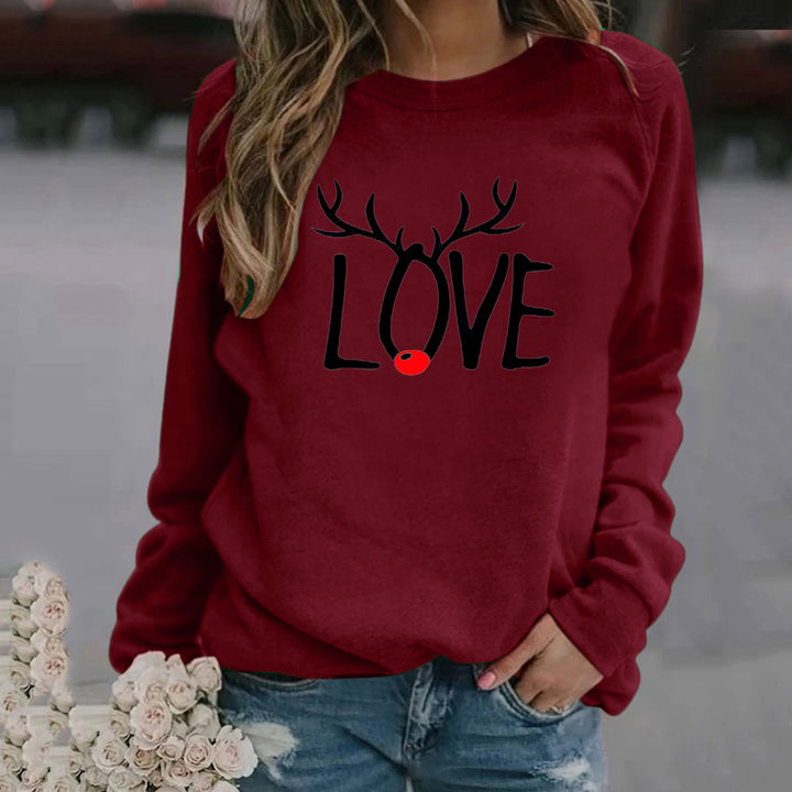 Women's Christmas pattern printed sweater with long sleeves