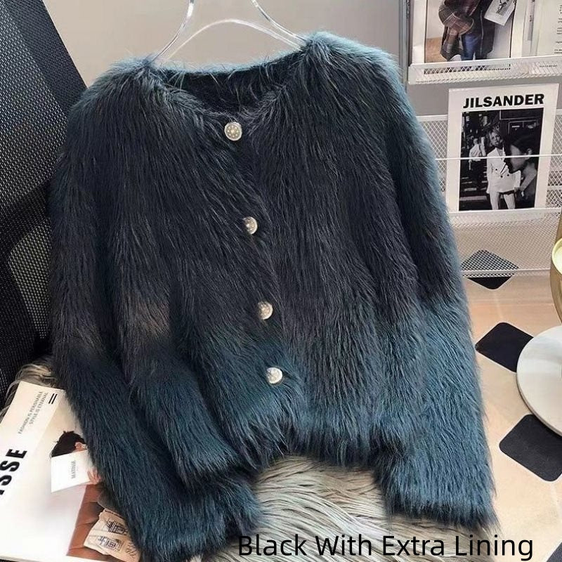 Women's knit cardigan coat with long sleeves