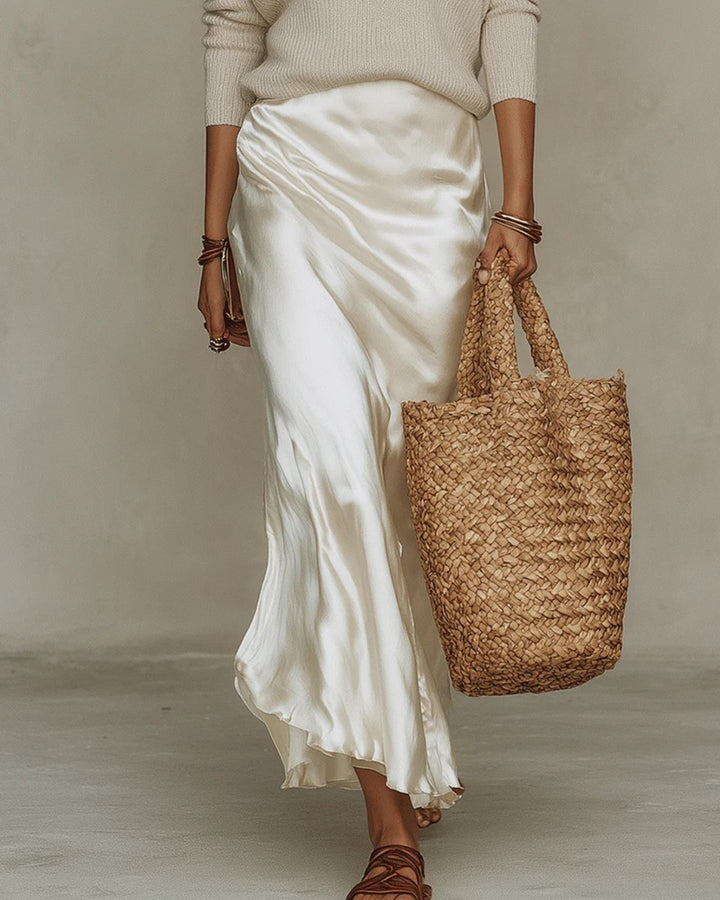 Marion | Women's Satin Slip Long-Sleeve Midi Dress