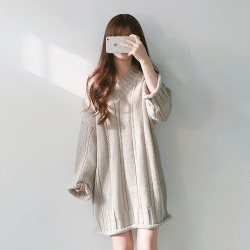 Women's long sleeve knit sweater dress