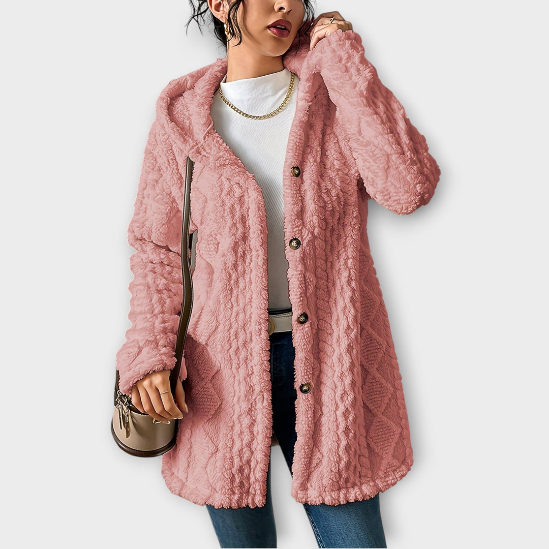 Women's textured winter hoodie jacket with attached hood