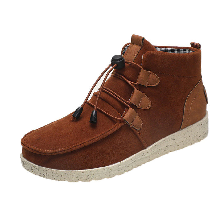 Women's wedge ankle boots with drawstring detail and round toe