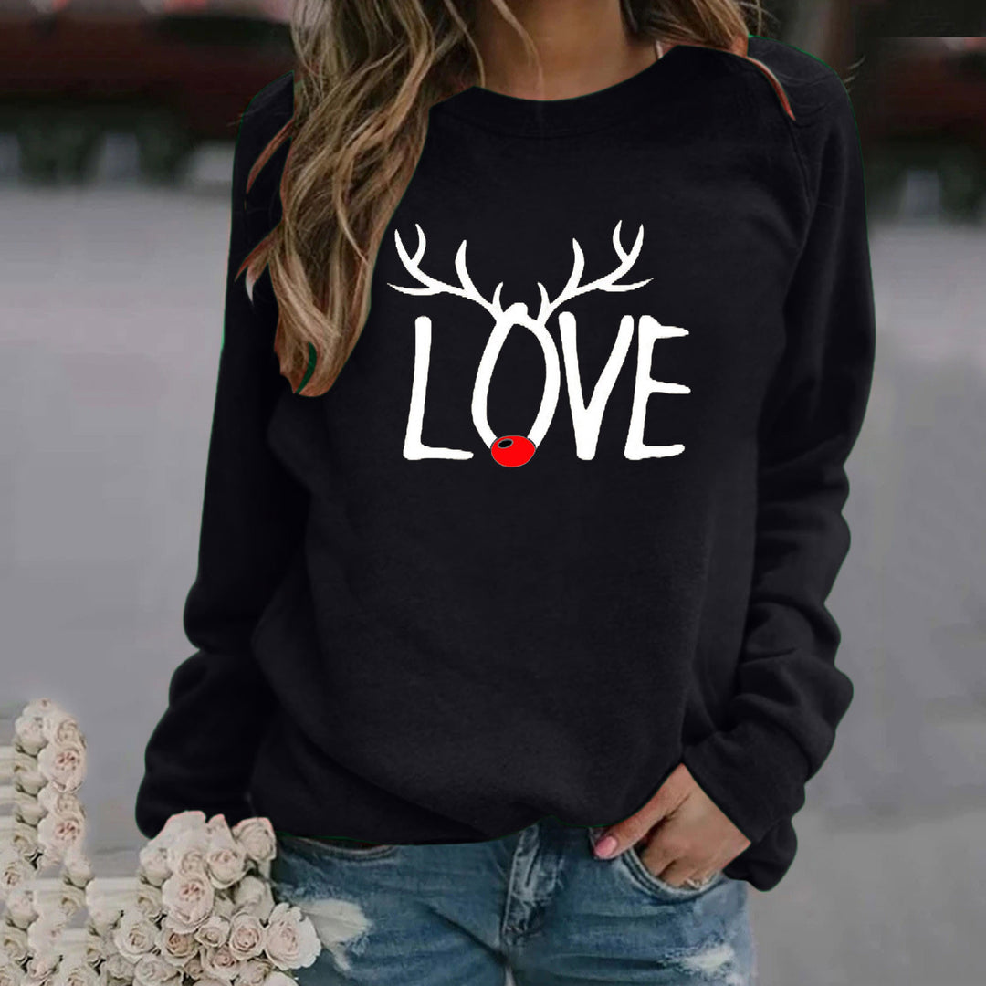 Women's Christmas pattern printed sweater with long sleeves