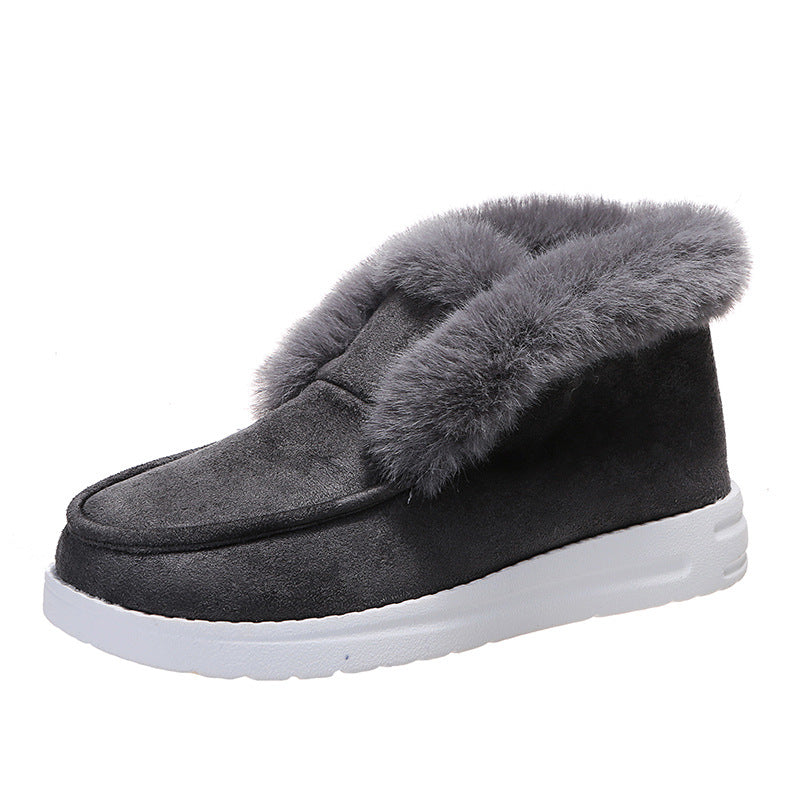 Women's black plush-lined winter ankle boots