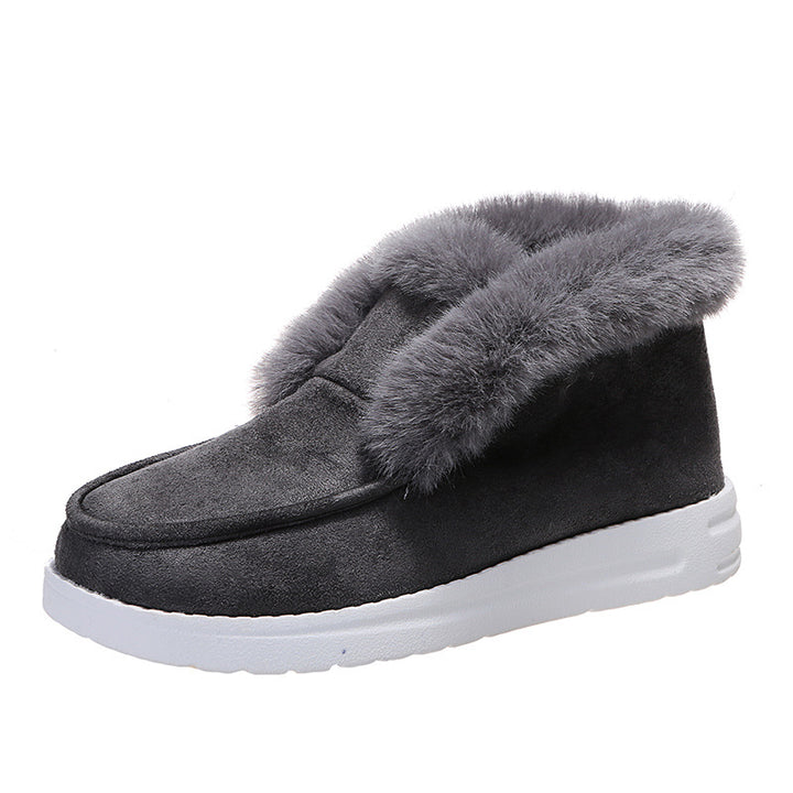 Women's black plush-lined winter ankle boots