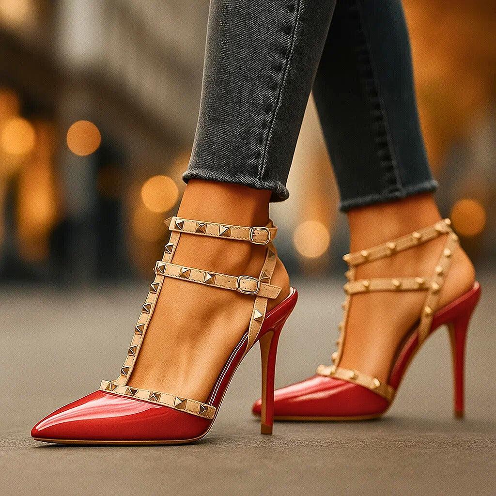 Jessamy | Women's Studded Pointed-Toe Stiletto Strappy Pumps