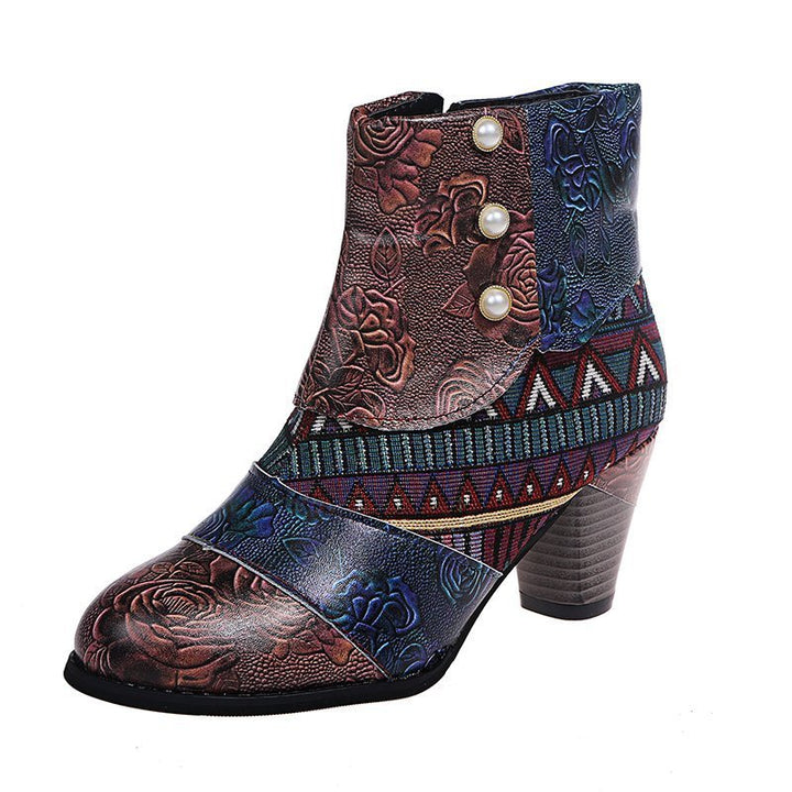 Women's chunky heel ankle boots with side zipper