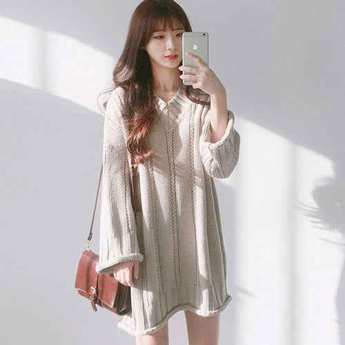 Women's long sleeve knit sweater dress