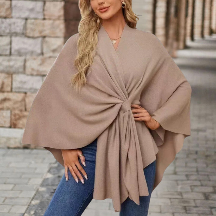 Sancha | Women's Batwing Belted Knit Draped Cape Coat