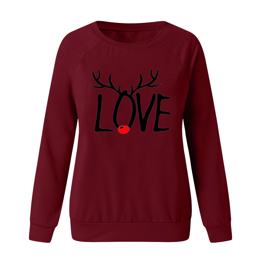 Women's Christmas pattern printed sweater with long sleeves