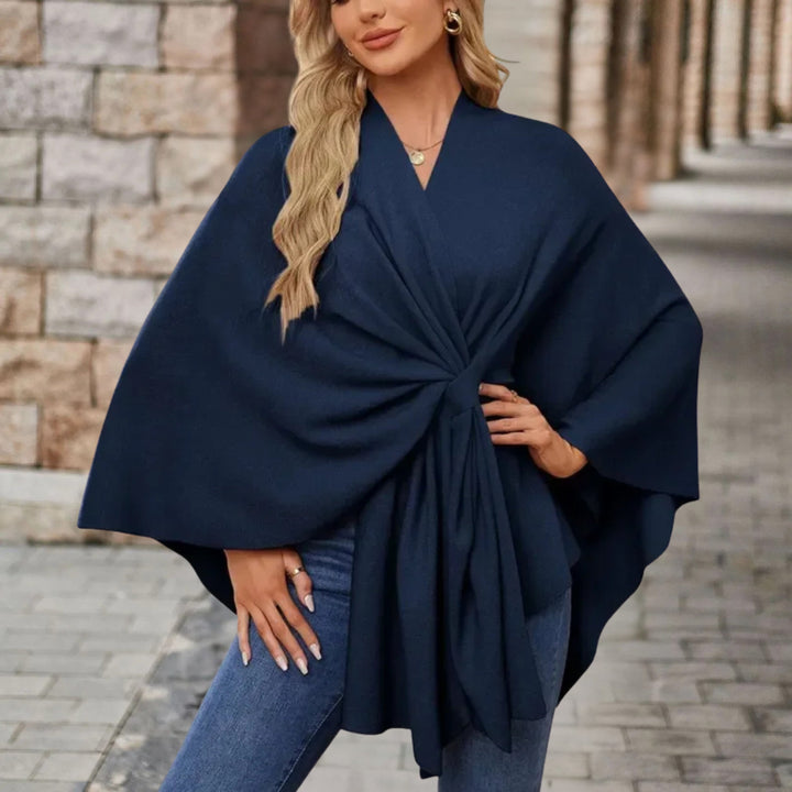Sancha | Women's Batwing Belted Knit Draped Cape Coat