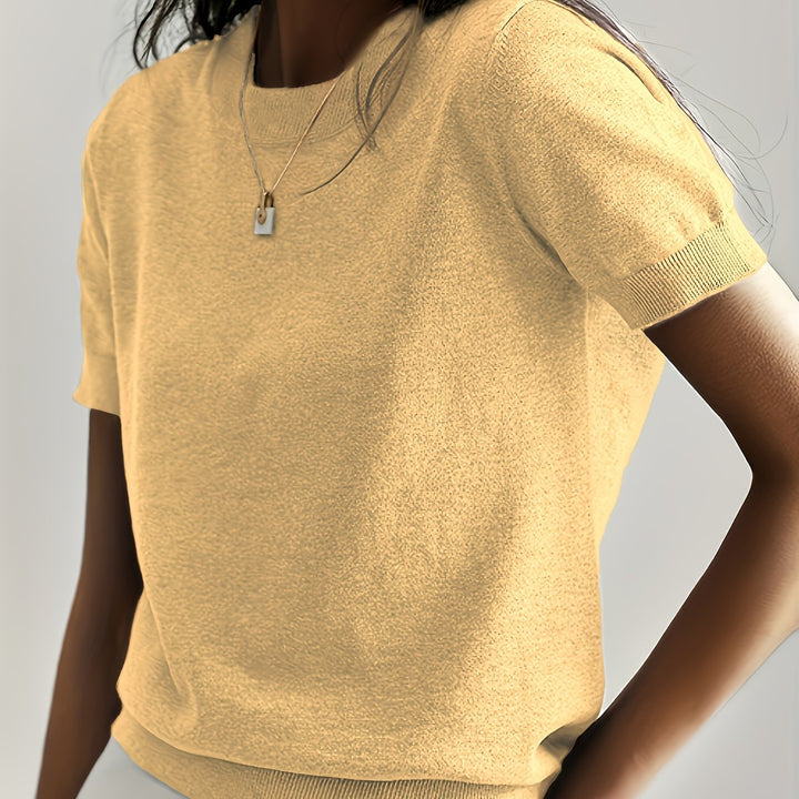 Avelina | Women's Ribbed Knit Short-Sleeve Top