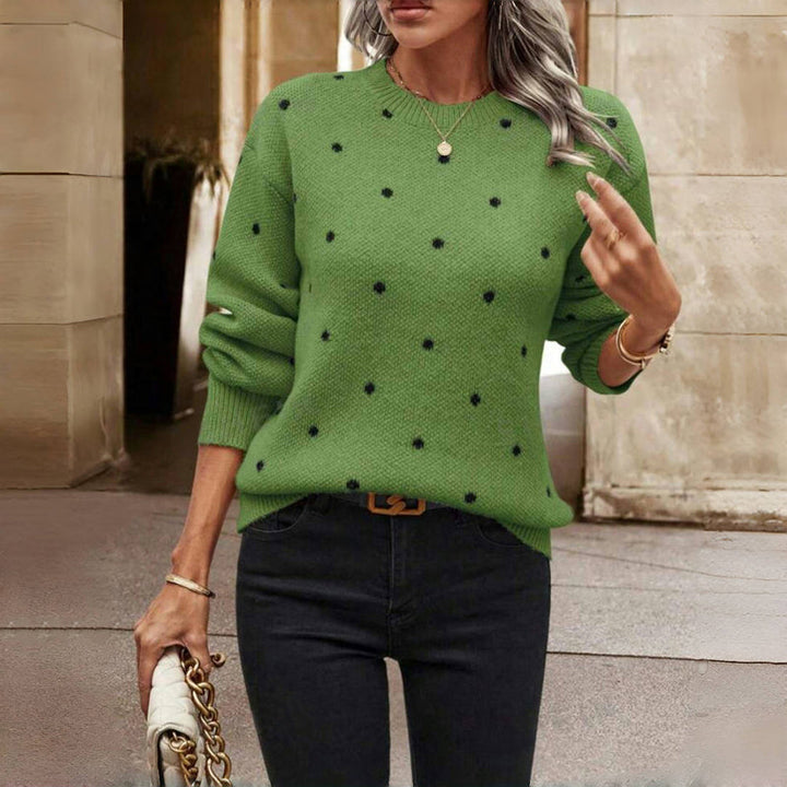 Rayna | Women's Polka Dot Crew Neck Knit Sweater