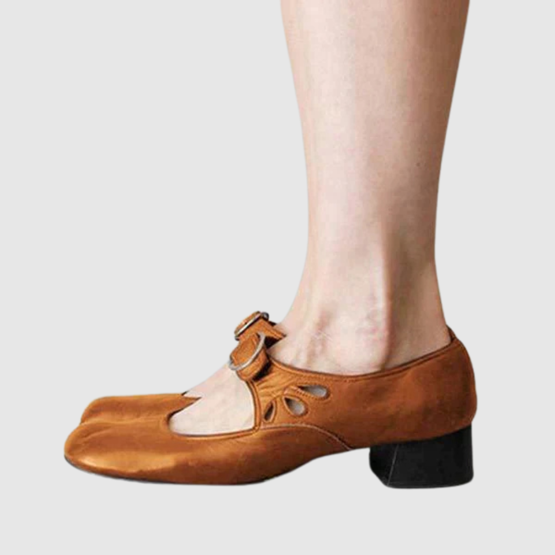 Bethel | Womens Classic Mary Jane Shoes With Buckle Strap and Low Heel