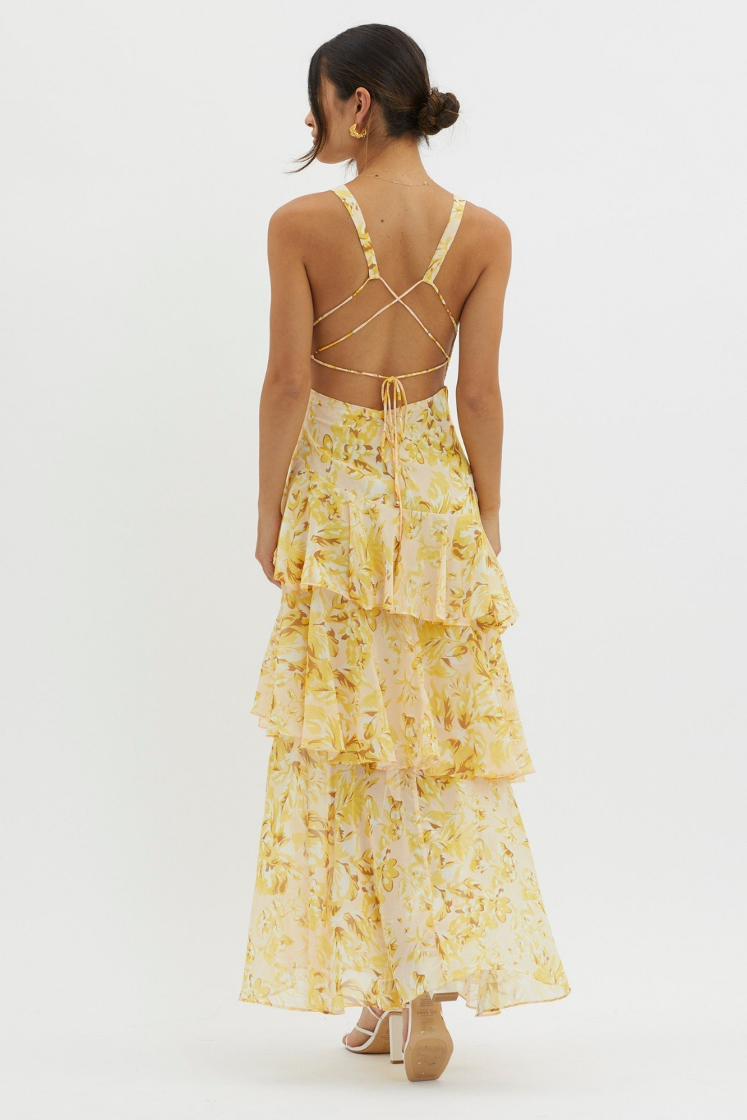 Amelie | Women's Chiffon Floral Tiered Ruffle Deep V-Neck Maxi Dress Carol & Margaret Wilmington