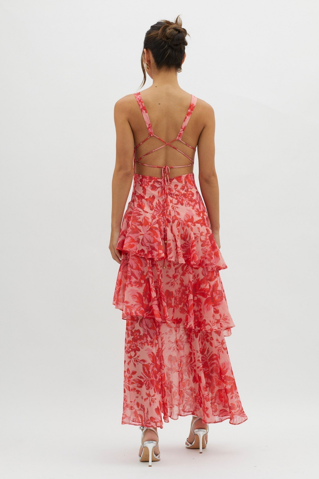 Amelie | Women's Chiffon Floral Tiered Ruffle Deep V-Neck Maxi Dress Carol & Margaret Wilmington