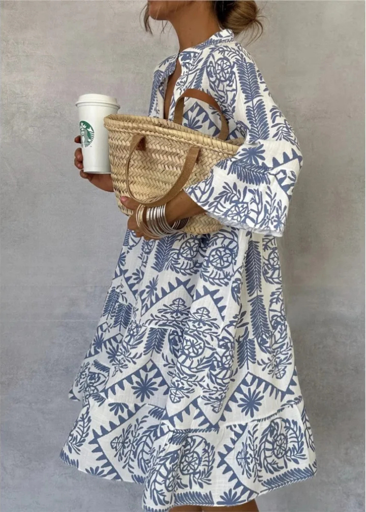 Anya | Women's Linen Boho Print Oversized Flowy Midi Dress Carol & Margaret Wilmington