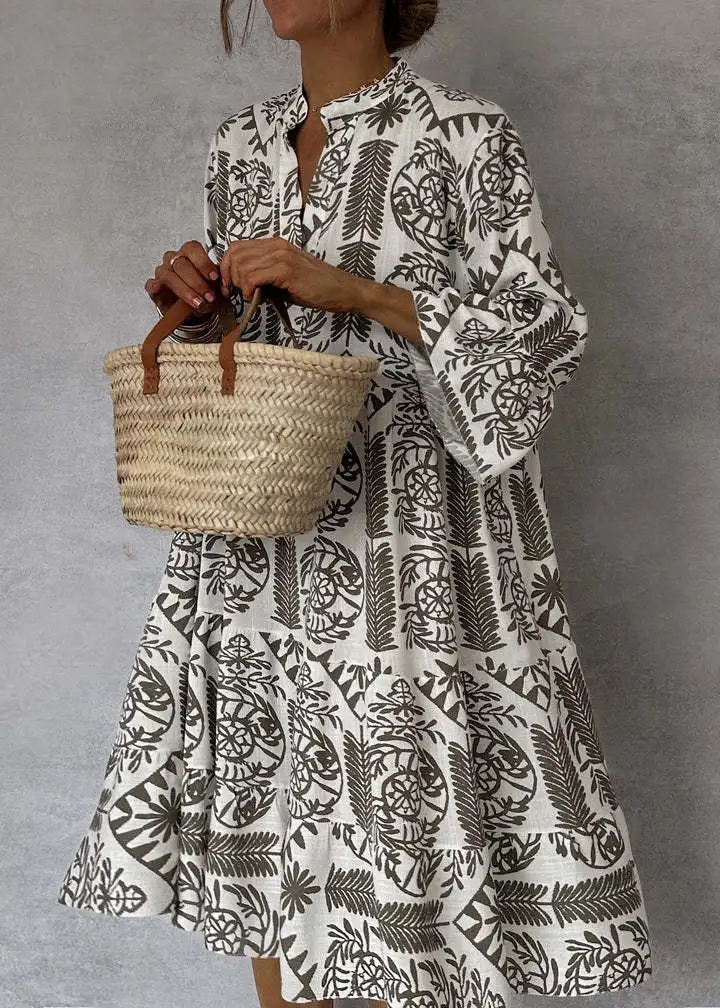 Anya | Women's Linen Boho Print Oversized Flowy Midi Dress Carol & Margaret Wilmington